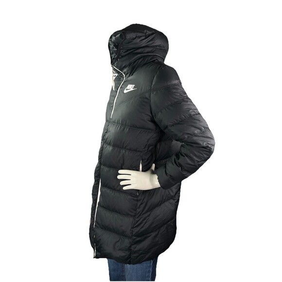 Nike Womens XL Wind Runner Reversible Down Fill Parka Puffer Black Jacket - Picture 4 of 10